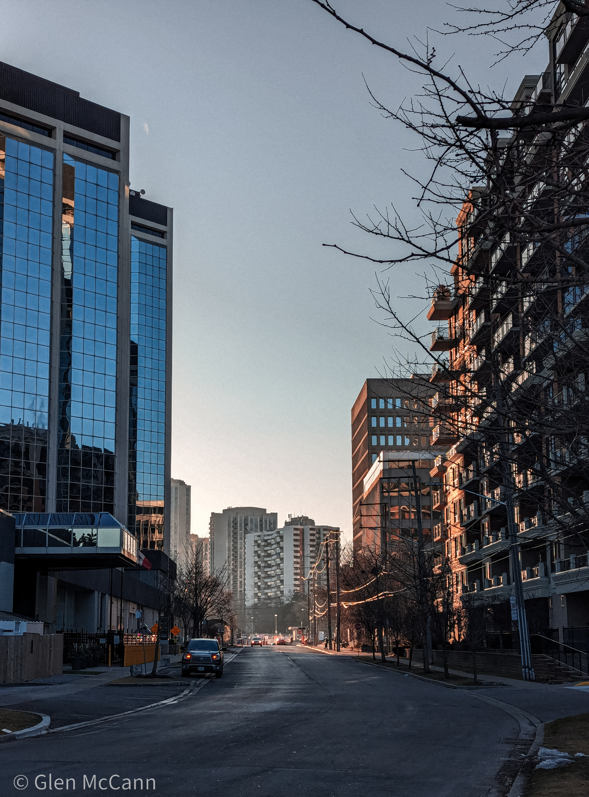 Photo of a Toronto street at dusk.